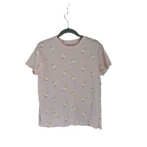 PRIMARK Tee "I Love You A Latte" Pink Crewneck Cotton T-Shirt Size Small